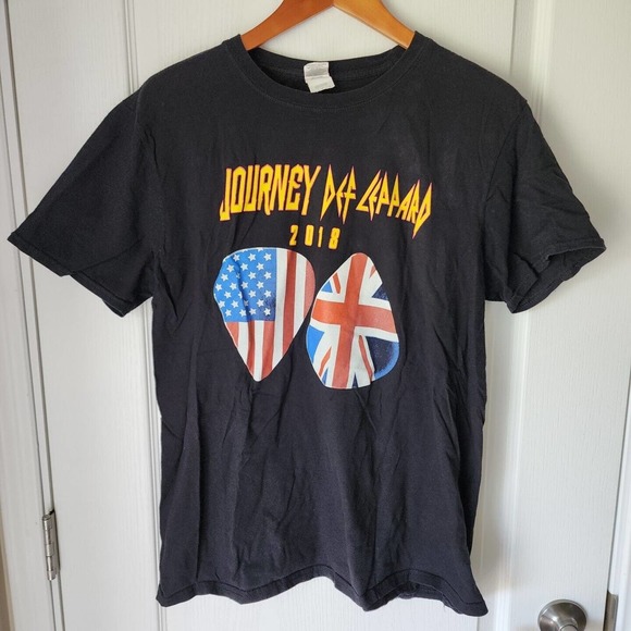 Def Leppard Shirt Adult Large Black Band Tee 2018 Journey Tour British Rock 80s - Picture 1 of 2